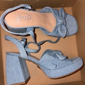 Pop Women's Blue Denim Heeled Sandals
